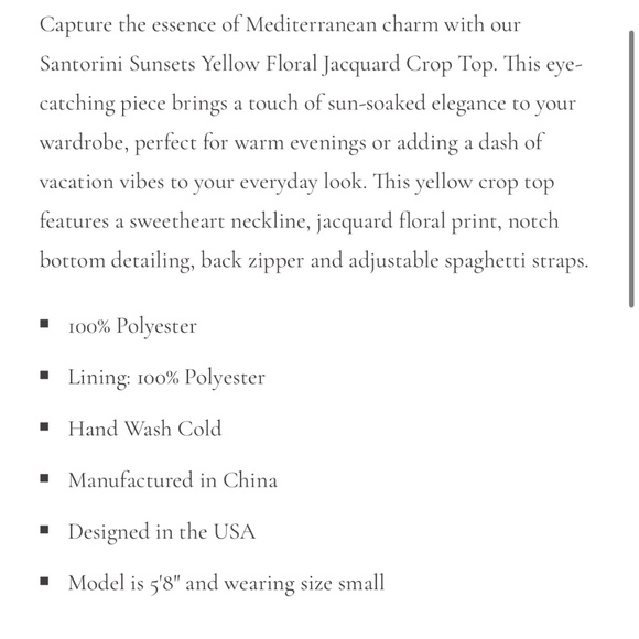 Yellow floral jacquard crop top - Picture 2 of 6